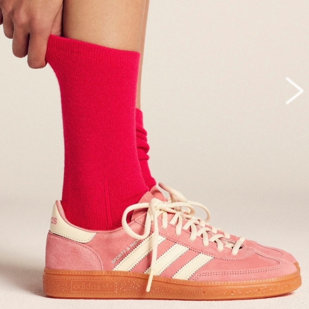 Sporty and Rich x Adidas Women's Pink and White Sneakers
